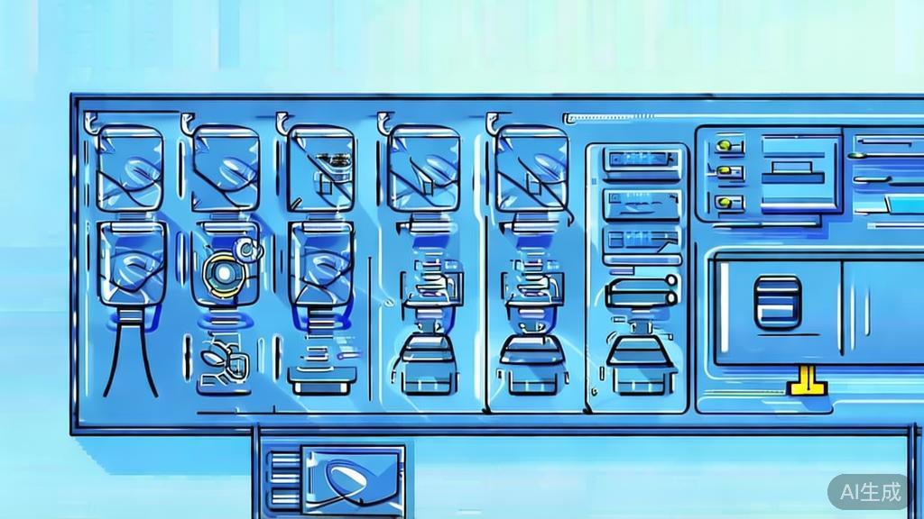 Flat vector illustration of traditional video production process, dashboard style, soft blue gradient