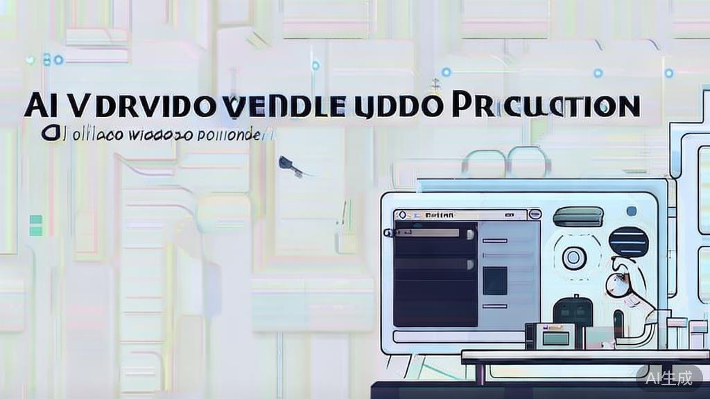 High-quality business illustration regarding potential applications of AI video production, minimal flat design