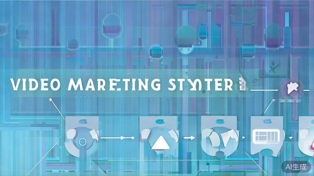 Flat vector illustration of video marketing strategy, dashboard style, soft blue gradient