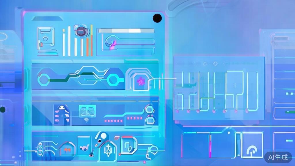 Flat vector illustration of AI video synthesis trends, dashboard style, soft blue gradient