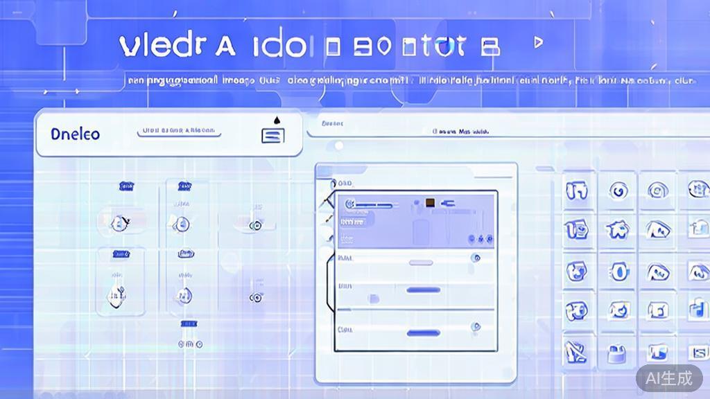 "Flat vector illustration of choosing AI video generation tools, dashboard style, soft blue gradient"