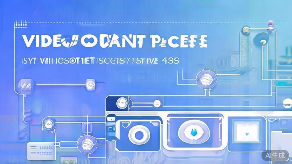 Flat vector illustration of video content creation process, dashboard style, soft blue gradient