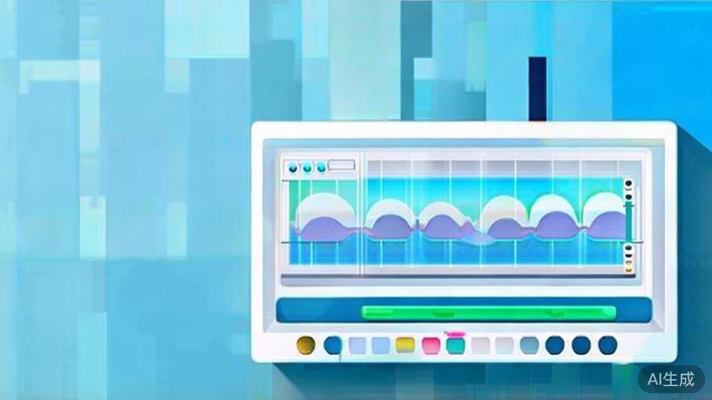 Flat vector illustration of video editing software interface, dashboard style, soft blue gradient