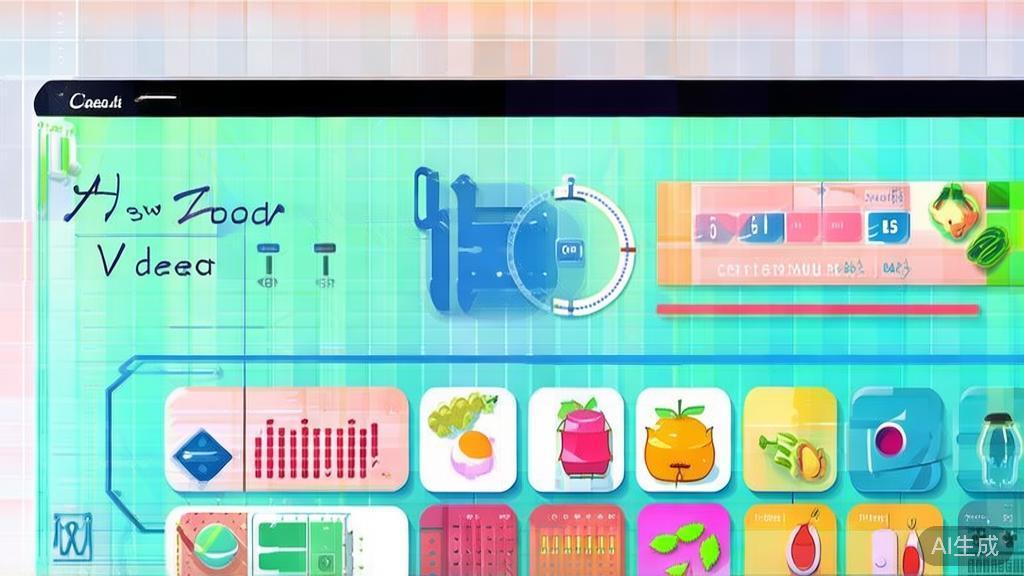 Flat vector illustration of a health food video concept, dashboard style, soft blue gradient