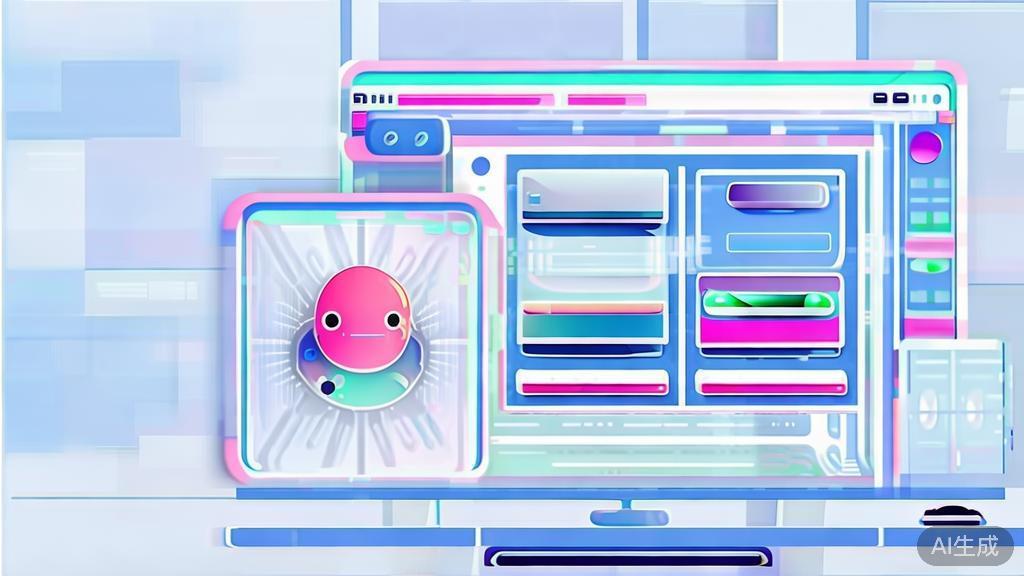 "Flat vector illustration of a video editing process with AI assistance, soft color scheme"