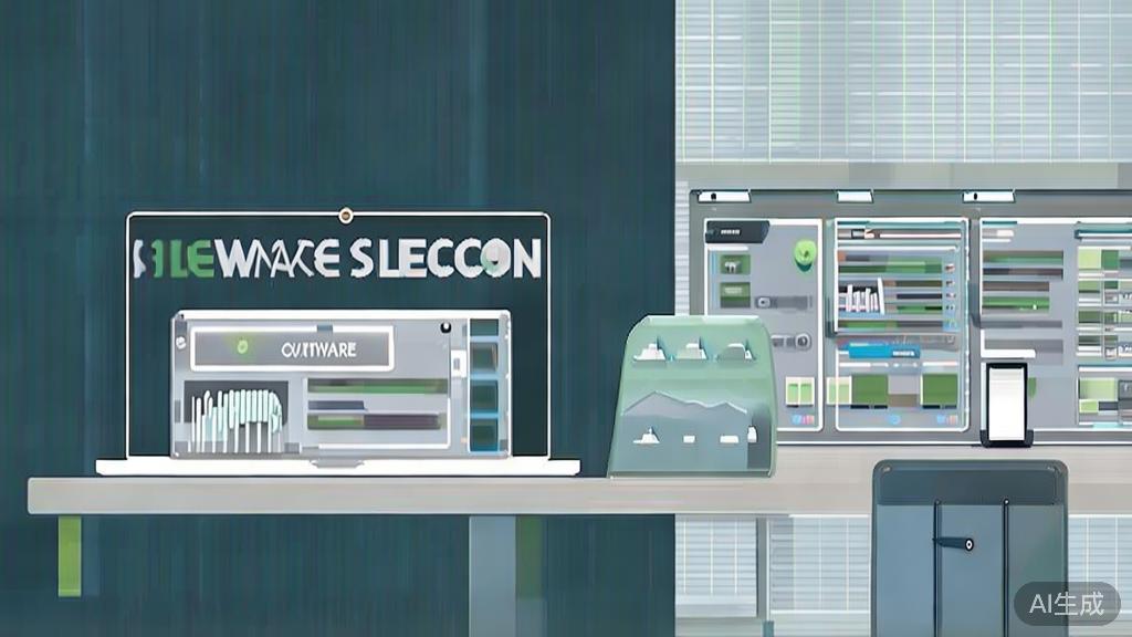 "High-quality business illustration regarding software selection, minimal flat design"