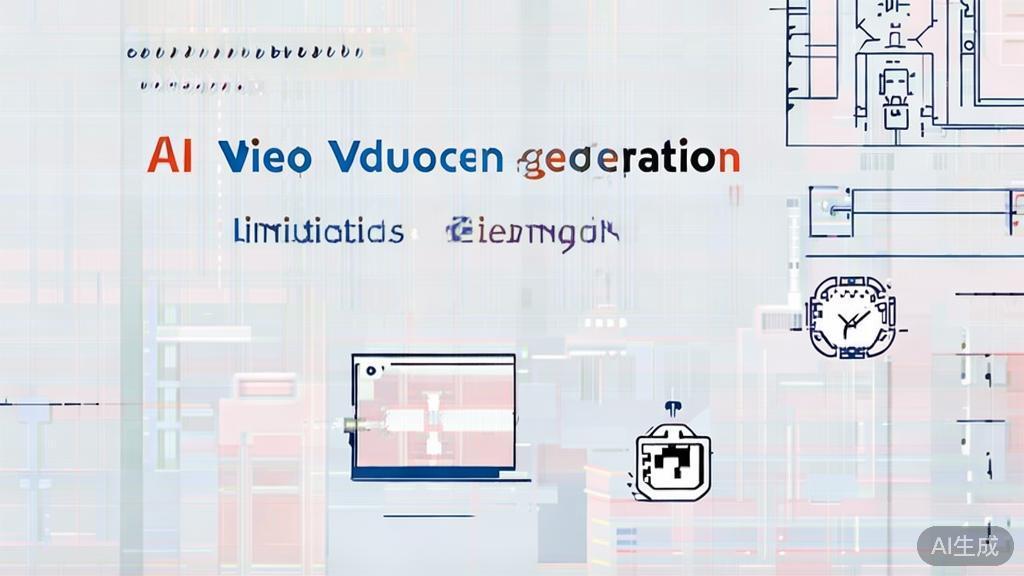 High-quality business illustration regarding common problems in AI video generation, minimal flat design