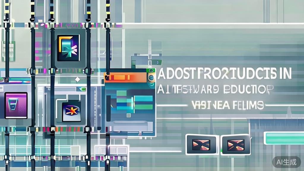 High-quality business illustration regarding AI in post-production of films, minimal flat design