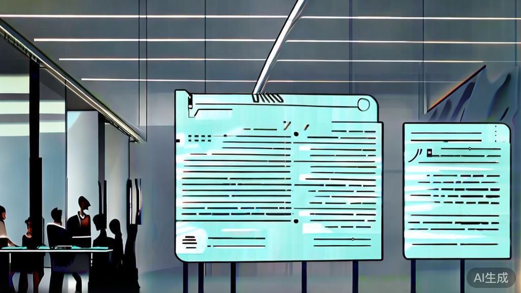 High-quality business illustration of a scriptwriting session using AI, minimal flat design