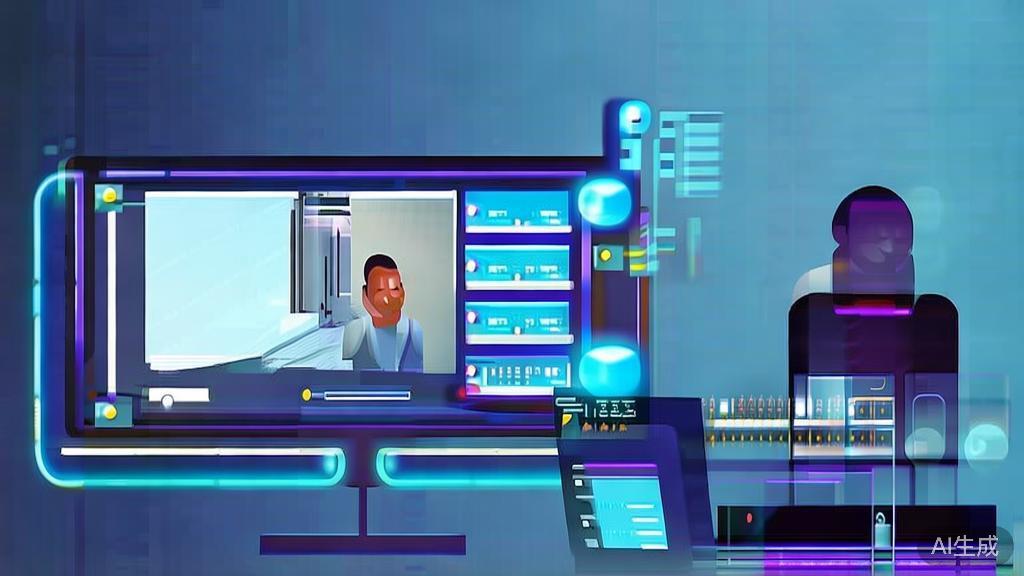 Flat vector illustration of a film editing session with AI assistance, dashboard style, soft blue gradient