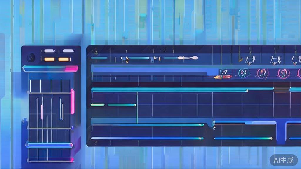 Flat vector illustration of film editing process, dashboard style, soft blue gradient