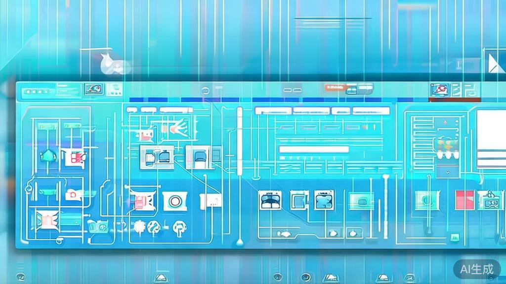 Flat vector illustration of filmmaking process with AI, dashboard style, soft blue gradient