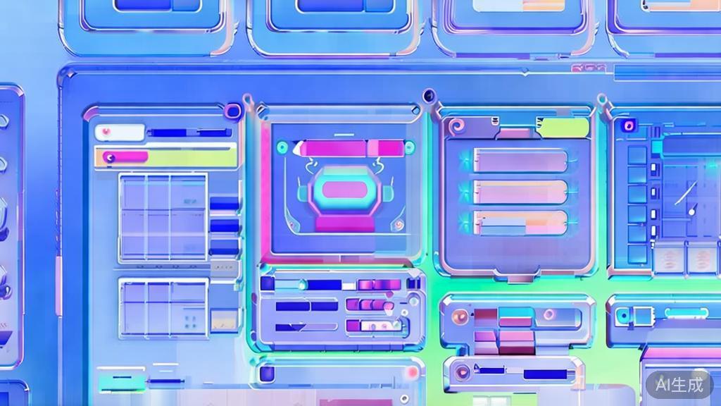 Flat vector illustration of various AI tools for animation creation, dashboard style, soft blue gradient