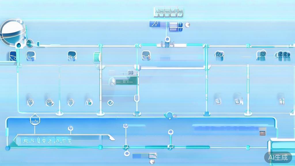 Flat vector illustration of future trends in intelligent short drama creation, dashboard style, soft blue gradient