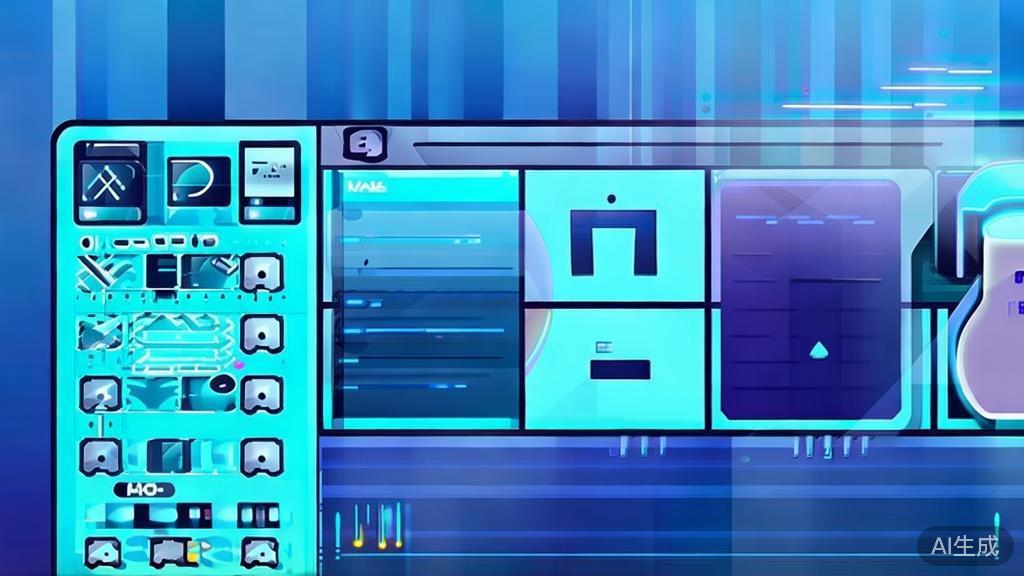 Flat vector illustration of video editing with AI technology, dashboard style, soft blue gradient