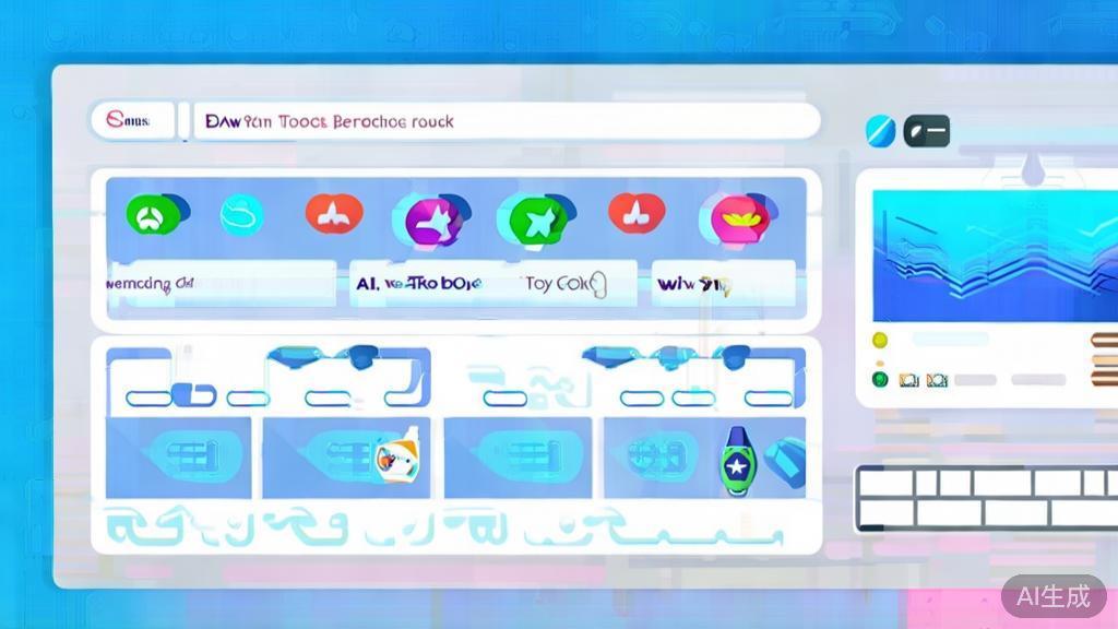 Flat vector illustration of choosing the right AI tool for creative work, dashboard style, soft blue gradient