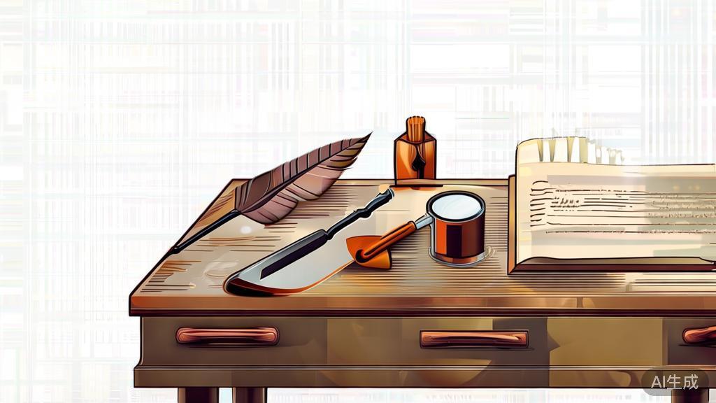 High-quality illustration of traditional tools in scriptwriting, minimal flat design
