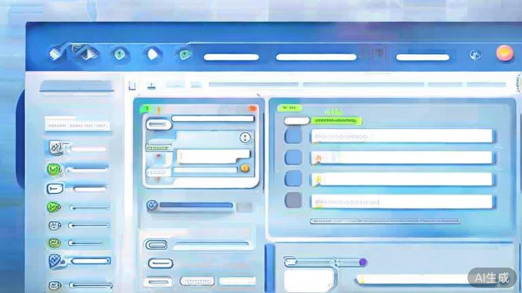 Flat vector illustration of a script generator, dashboard style, soft blue gradient