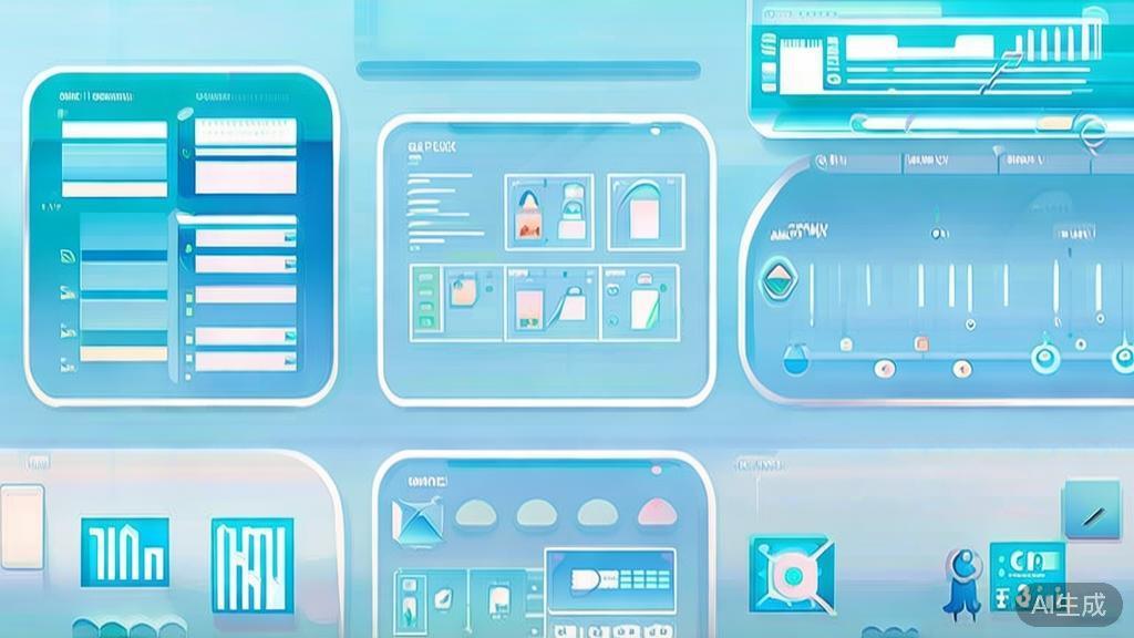 "Flat vector illustration of animation project planning, dashboard style, soft blue gradient"