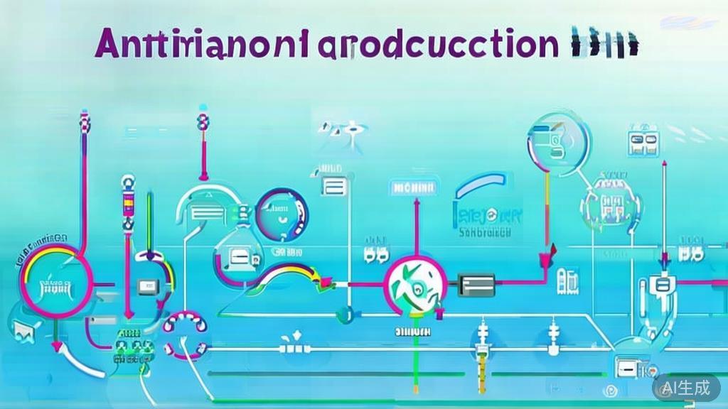 Flat vector illustration of animation production process, dashboard style, soft blue gradient