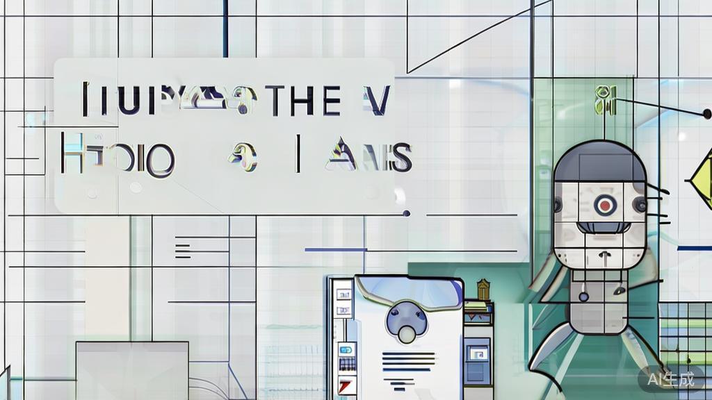 High-quality business illustration regarding the combination of AI and hand-drawn character design, minimal flat design