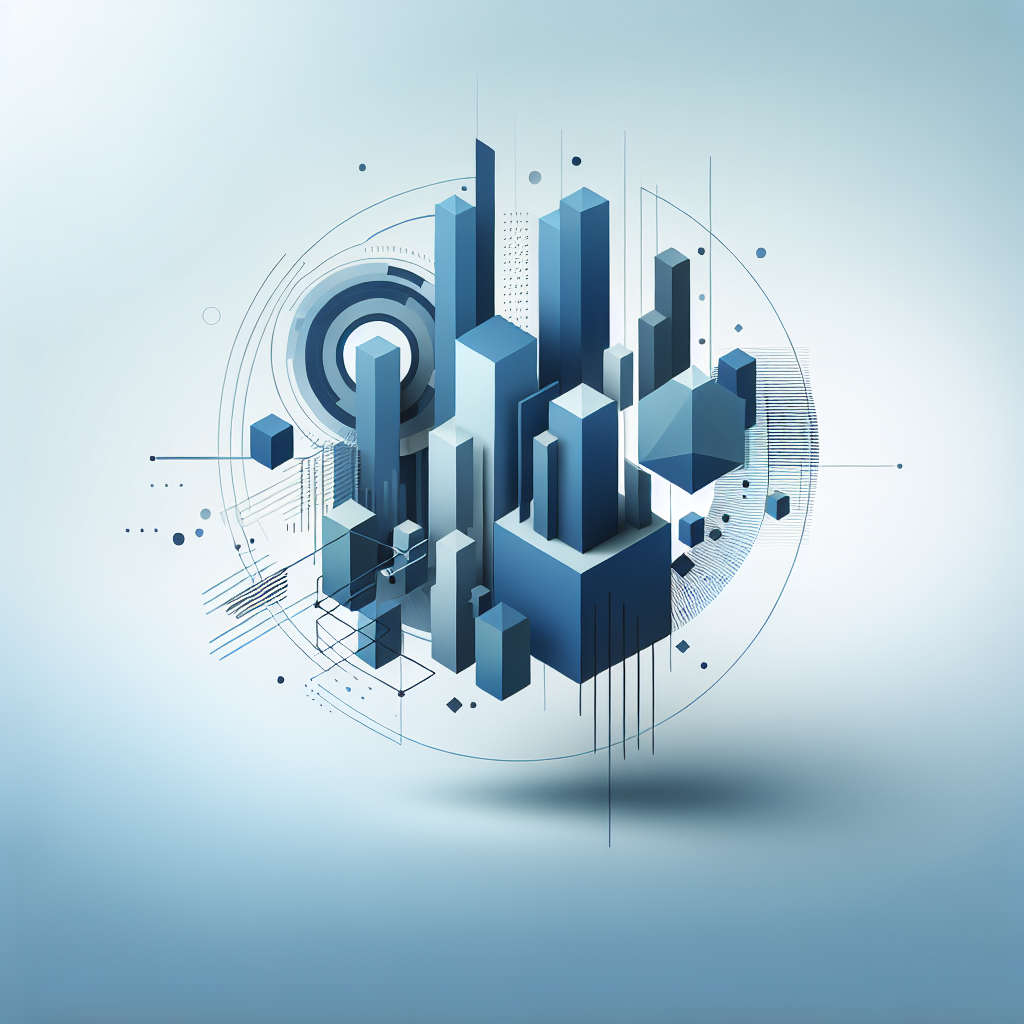 Abstract business concept with geometric shapes, professional blue gradient, clean minimal design, modern corporate illustration, high resolution, 4k