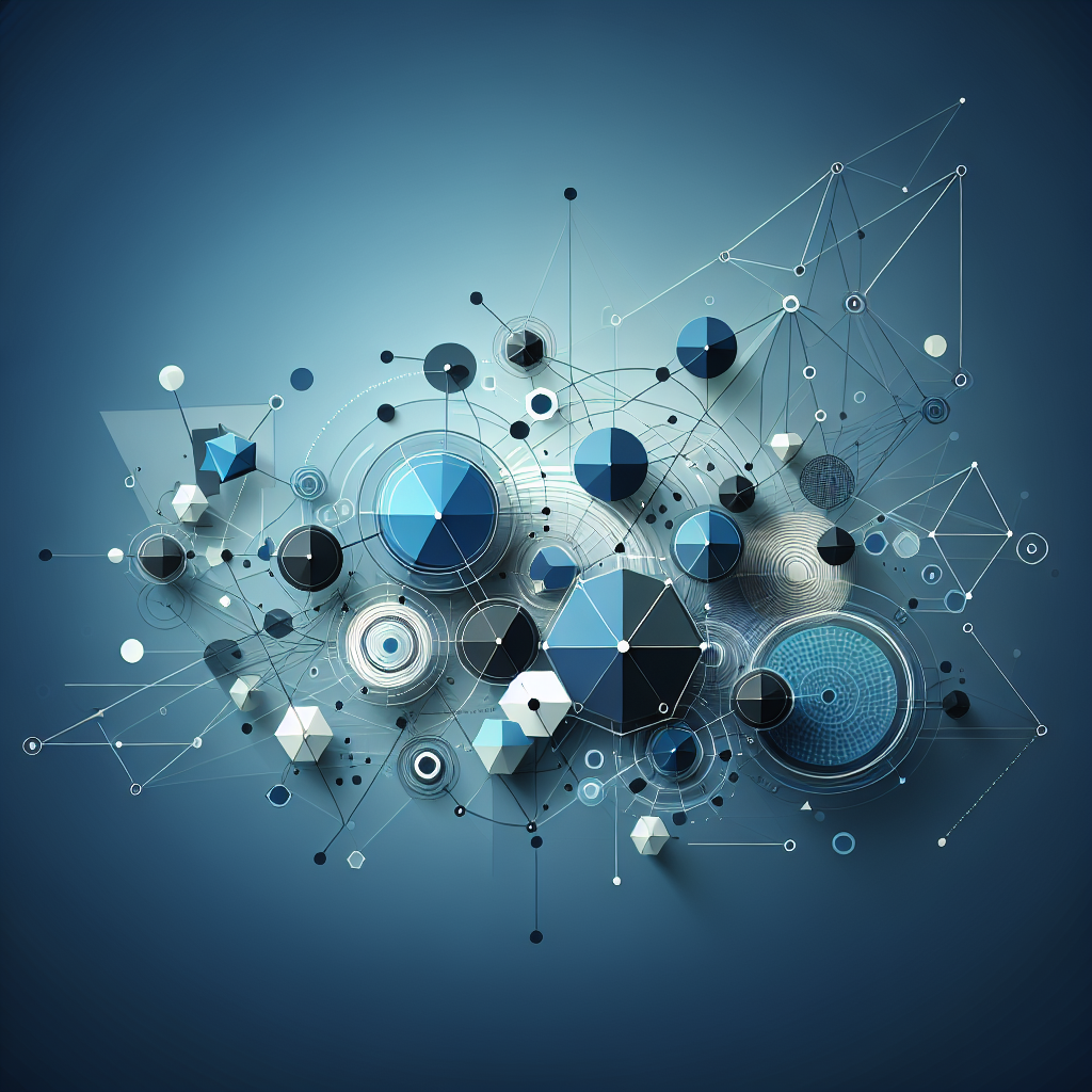 "Abstract business concept with geometric shapes, professional blue gradient, clean minimal design, modern corporate illustration, high resolution, 4k"