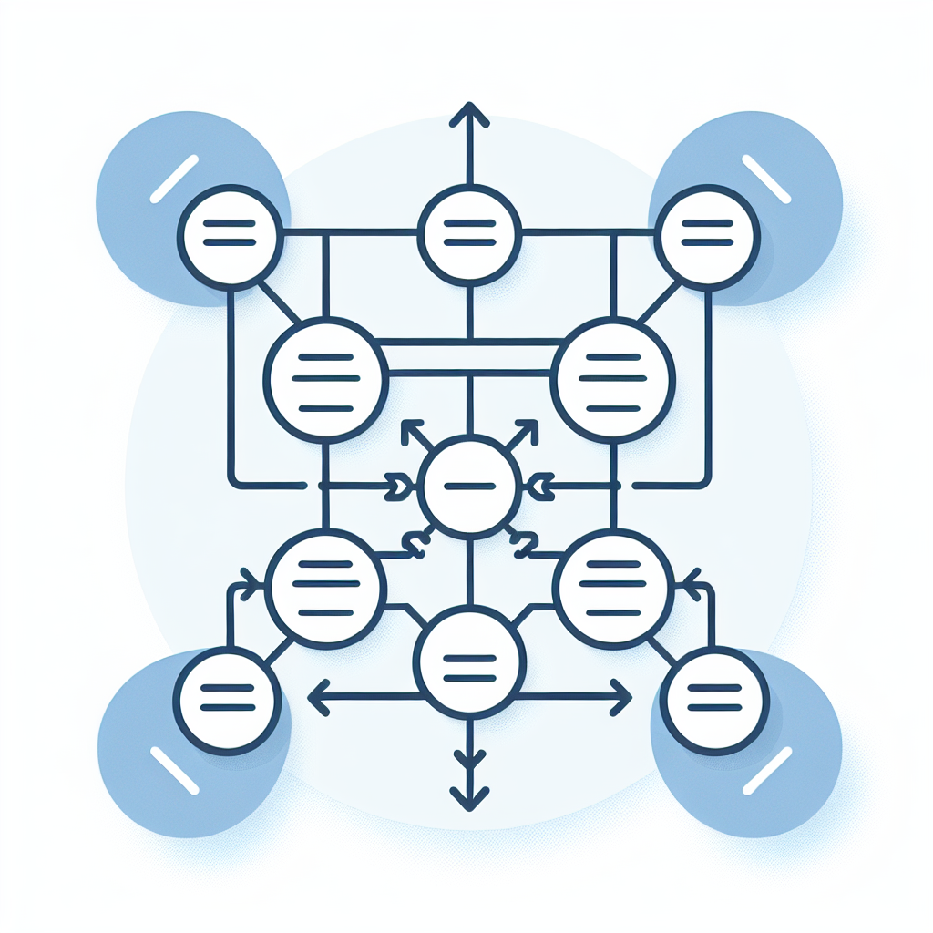 "Simple flowchart illustration with connected circles and arrows, light blue and white color scheme, clean minimal design, business presentation style, infographic element"