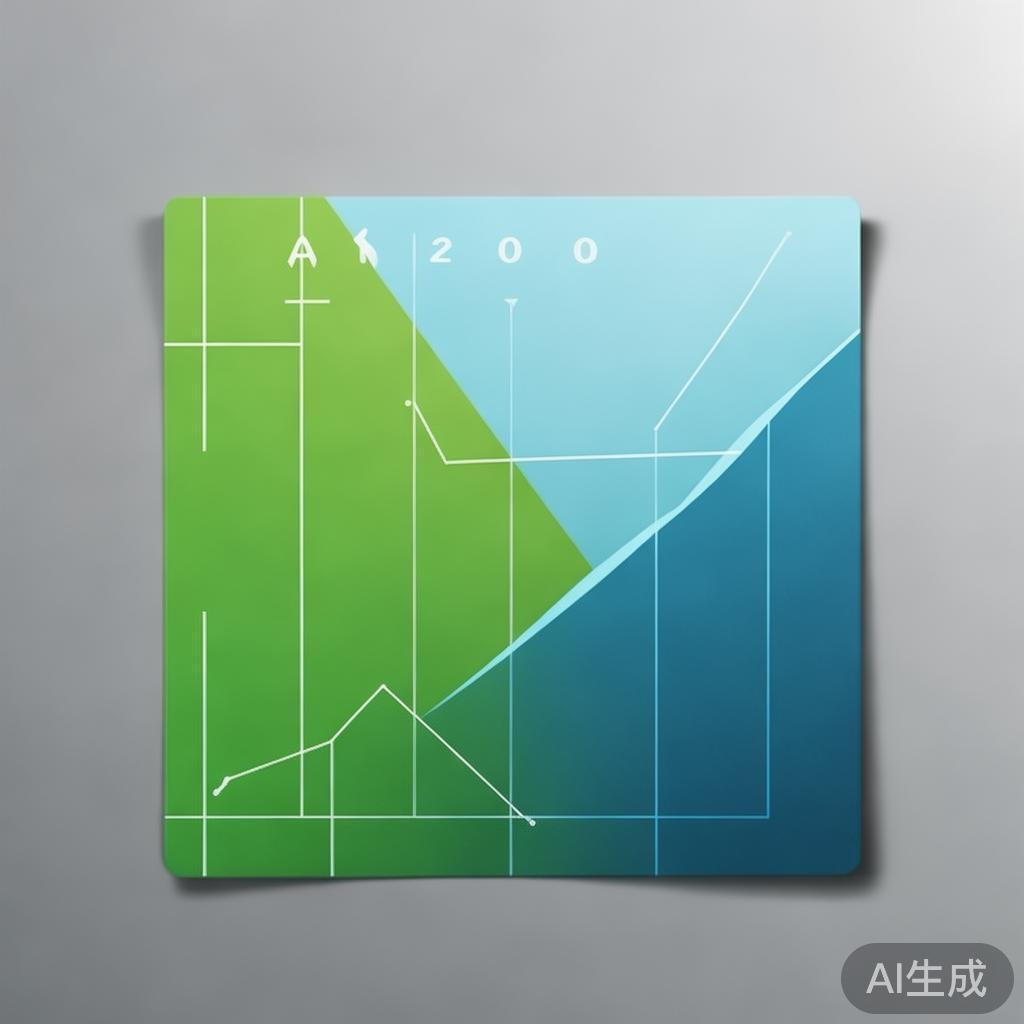 Upward trending graph with simple geometric elements, green and blue color palette, clean business infographic style, minimal design, growth concept
