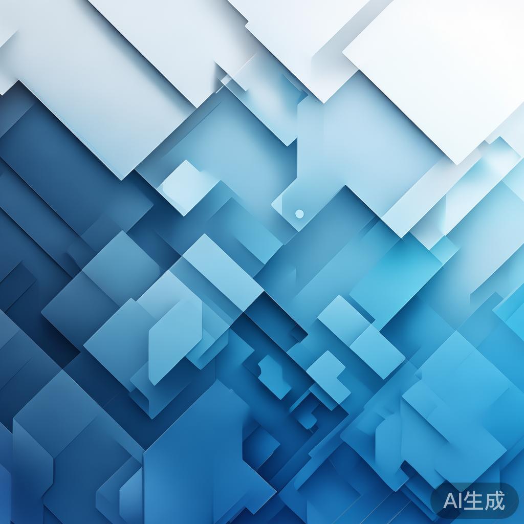 "Abstract business concept with geometric shapes, professional blue gradient, clean minimal design, modern corporate illustration, high resolution, 4k"