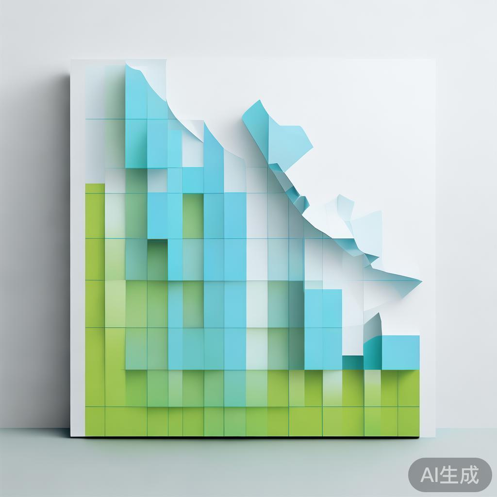 "Upward trending graph with simple geometric elements, green and blue color palette, clean business infographic style, minimal design, growth concept"
