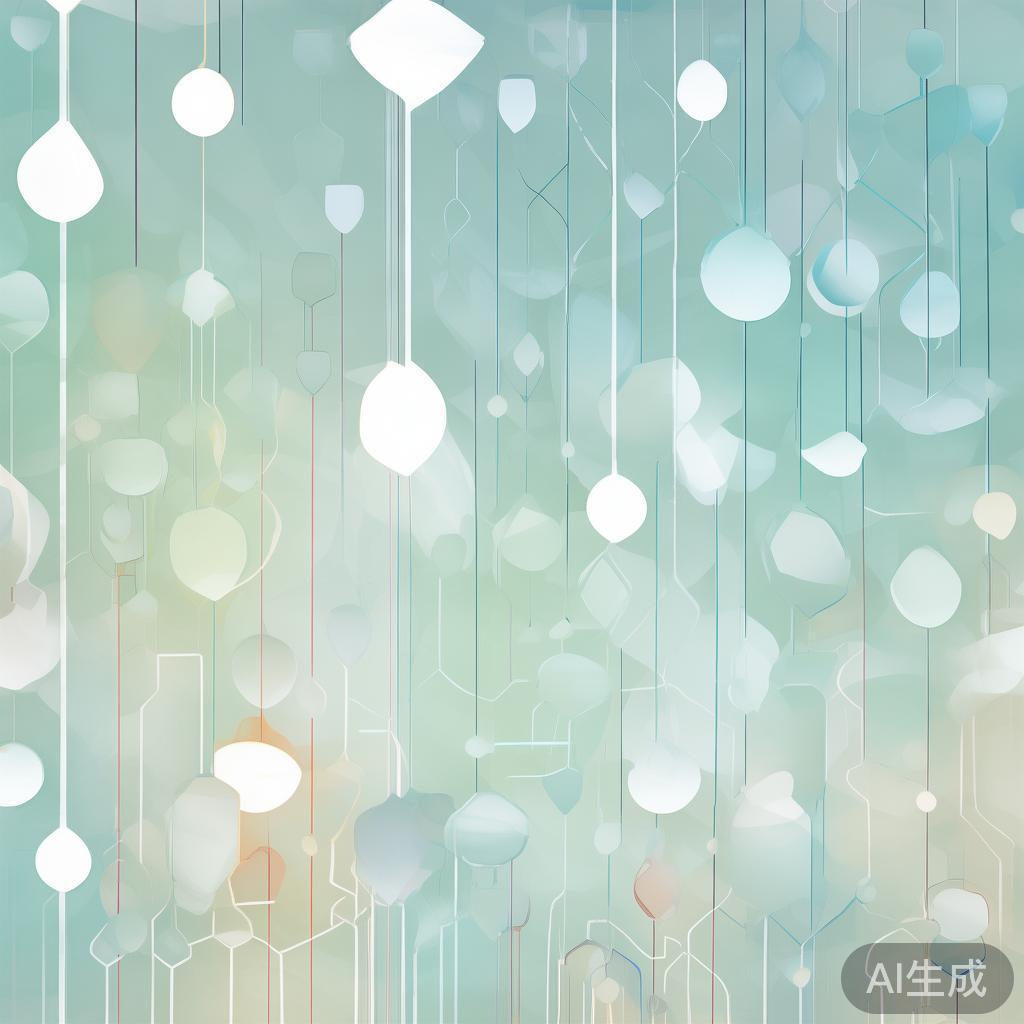 Abstract network nodes connected by lines, soft color scheme, clean minimal illustration, modern digital concept, technology background