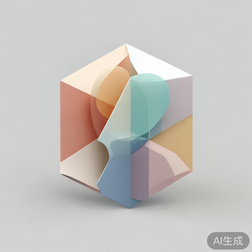 Abstract geometric composition with overlapping shapes, soft pastel colors, modern minimal style, professional business concept illustration, 3d render isometric