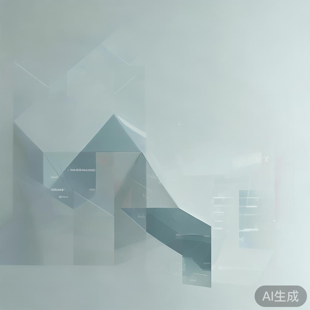 "Minimalist business dashboard with abstract data visualization, soft gradient background, professional color scheme, clean geometric shapes, flat design style, high quality"