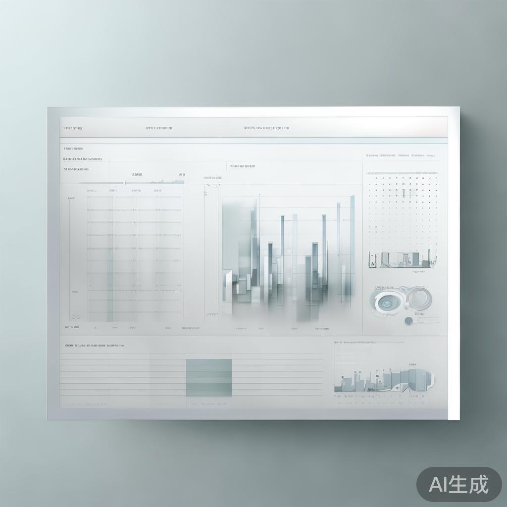 Minimalist business dashboard with abstract data visualization, soft gradient background, professional color scheme, clean geometric shapes, flat design style, high quality