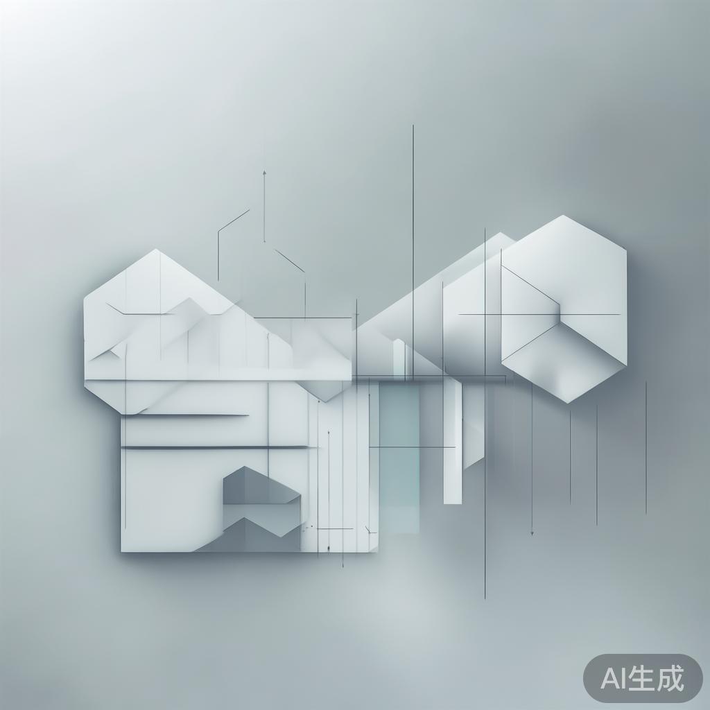 Minimalist business dashboard with abstract data visualization, soft gradient background, professional color scheme, clean geometric shapes, flat design style, high quality