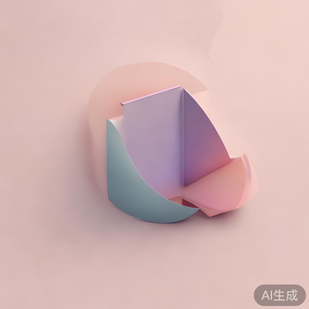 Abstract geometric composition with overlapping shapes, soft pastel colors, modern minimal style, professional business concept illustration, 3d render isometric