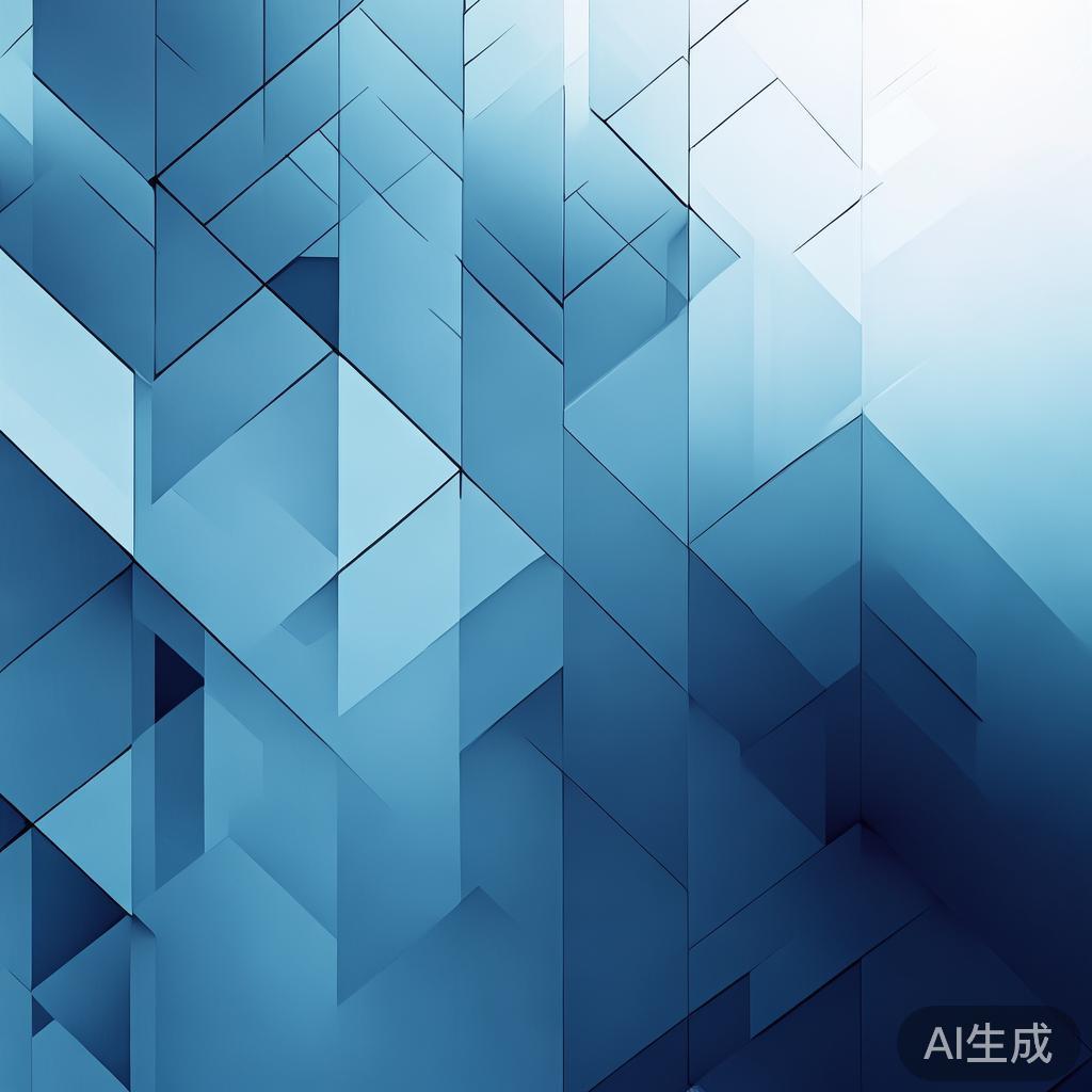 "Abstract business concept with geometric shapes, professional blue gradient, clean minimal design, modern corporate illustration, high resolution, 4k"