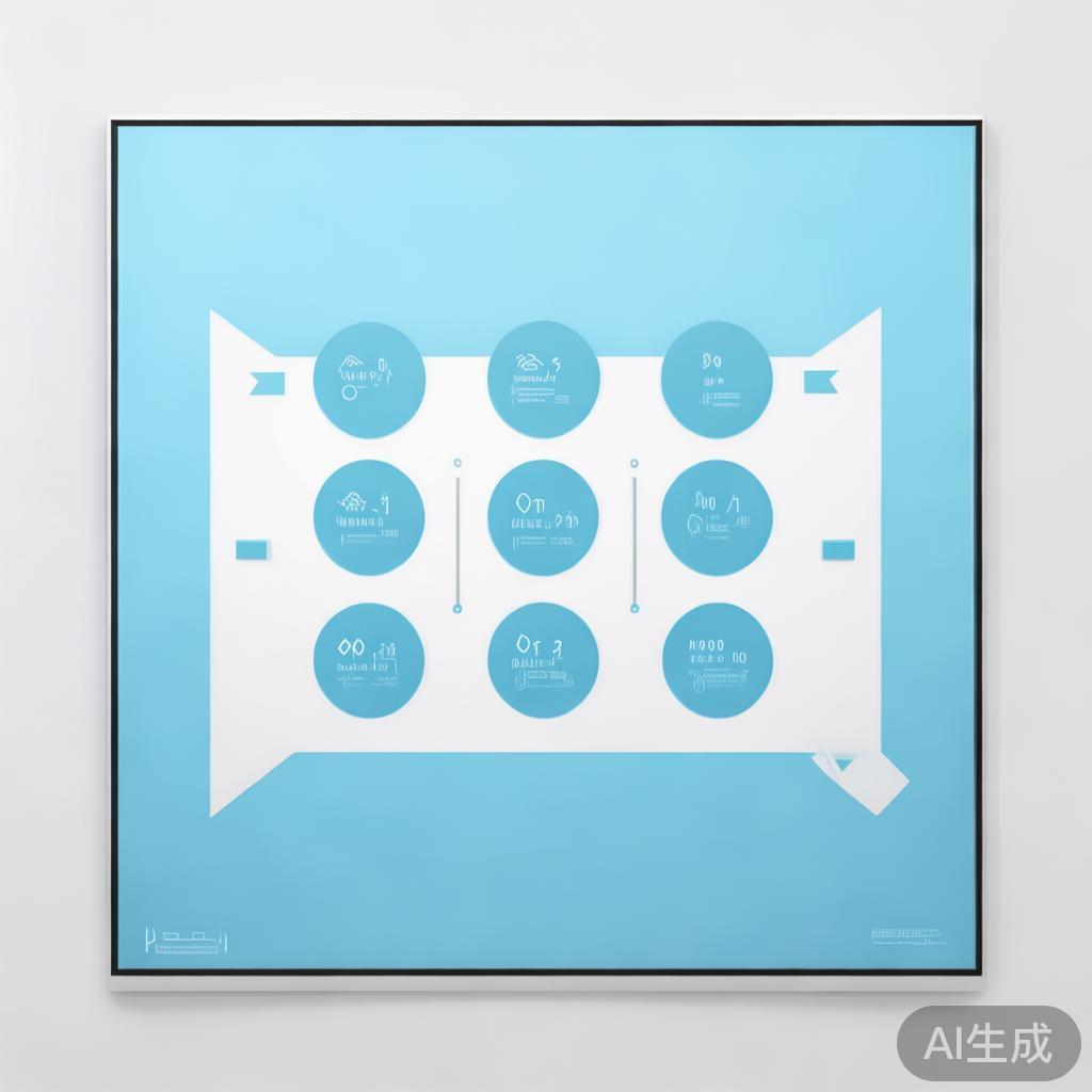 Simple flowchart illustration with connected circles and arrows, light blue and white color scheme, clean minimal design, business presentation style, infographic element