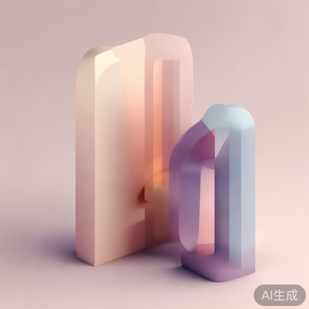 Abstract geometric composition with overlapping shapes, soft pastel colors, modern minimal style, professional business concept illustration, 3d render isometric