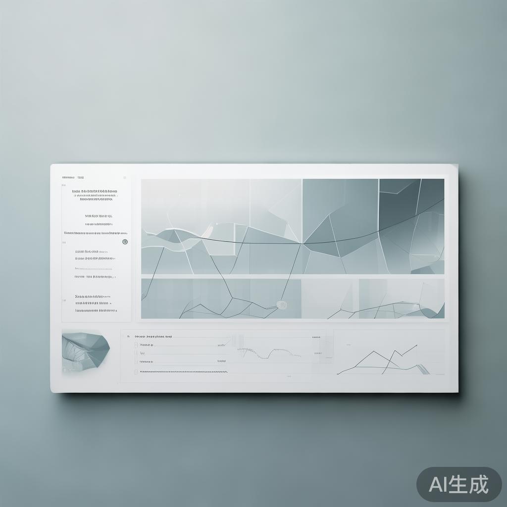 "Minimalist business dashboard with abstract data visualization, soft gradient background, professional color scheme, clean geometric shapes, flat design style, high quality"