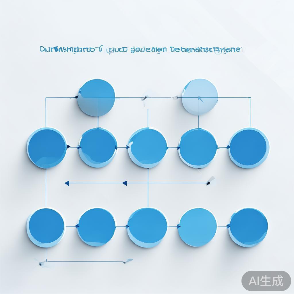 Simple flowchart illustration with connected circles and arrows, light blue and white color scheme, clean minimal design, business presentation style, infographic element