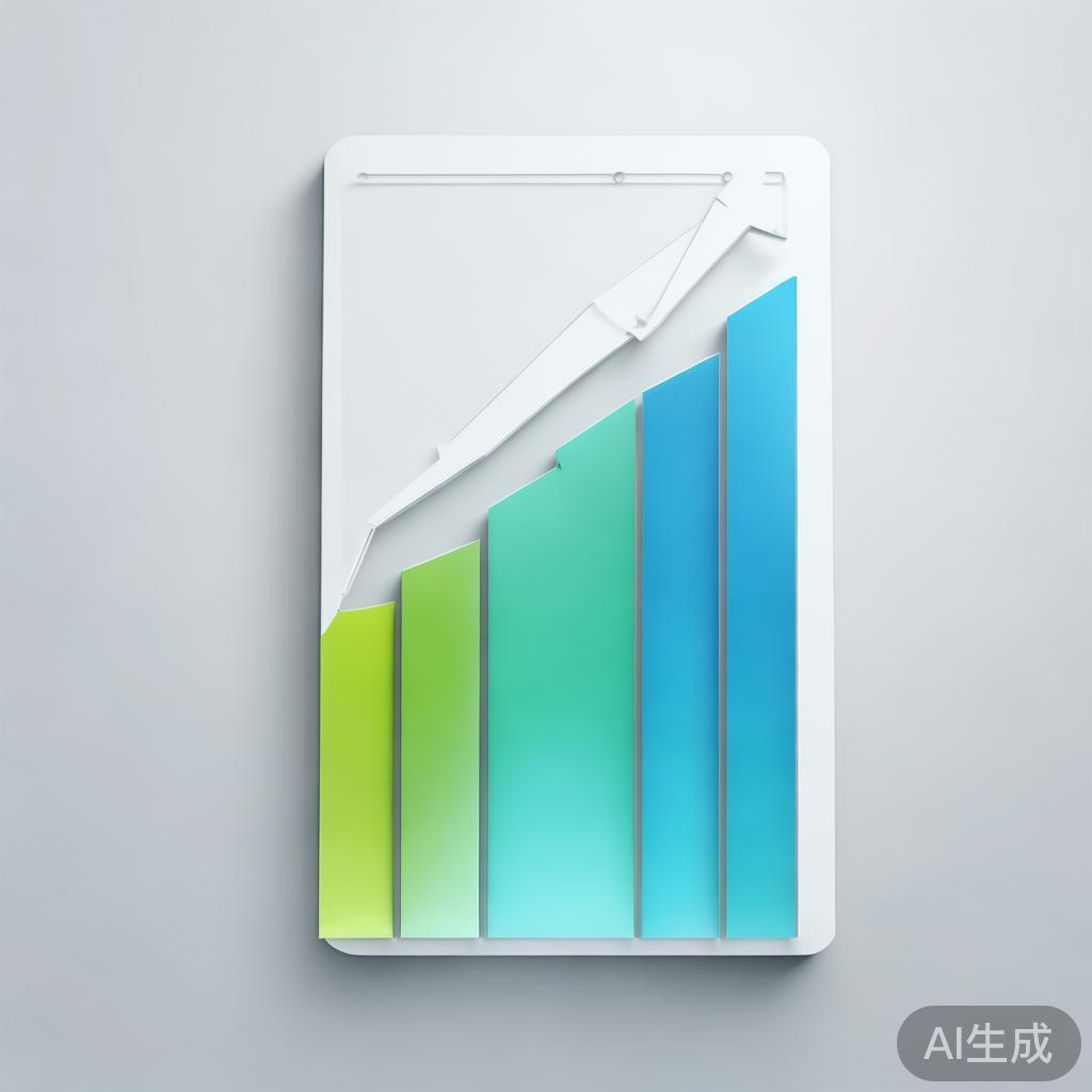 Upward trending graph with simple geometric elements, green and blue color palette, clean business infographic style, minimal design, growth concept