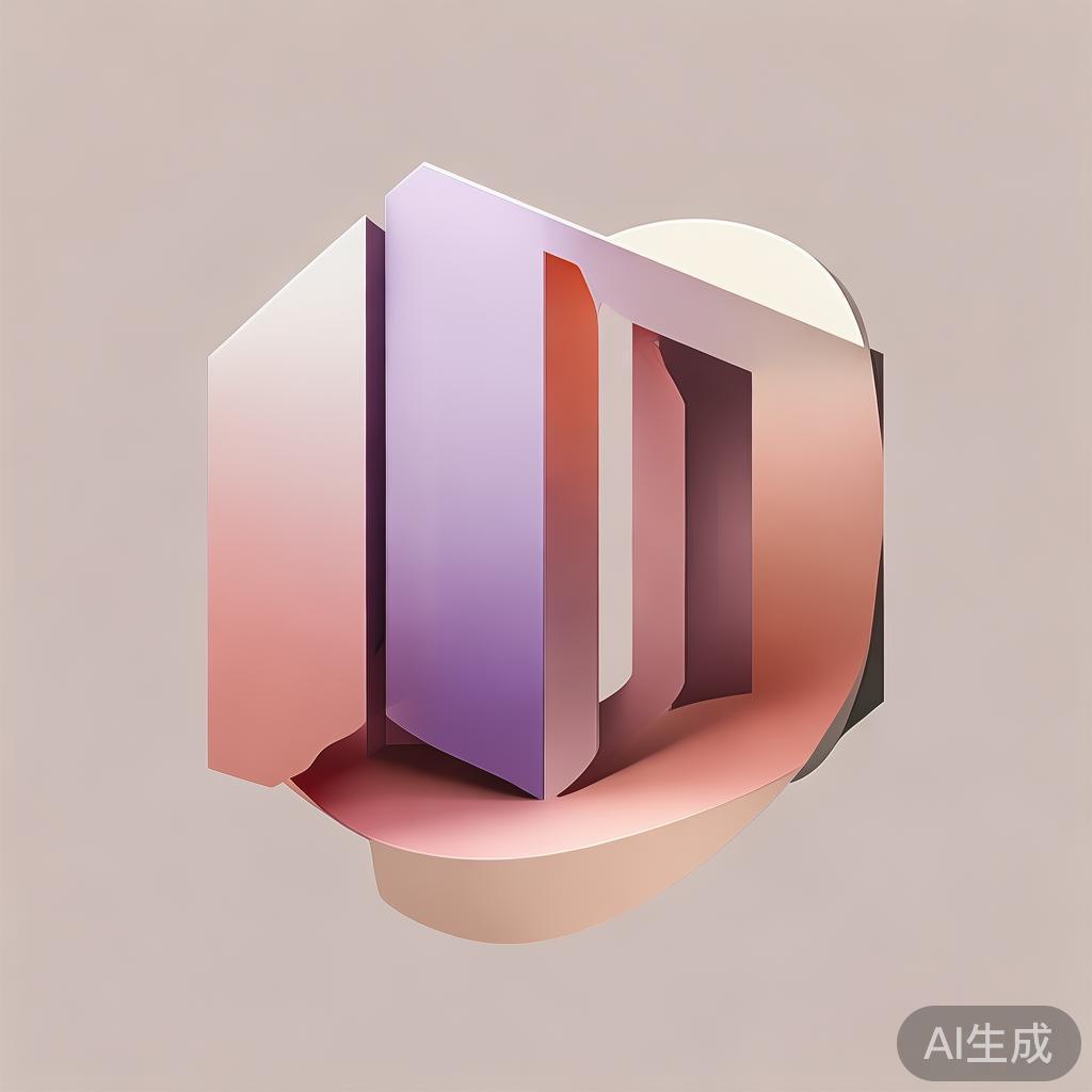 Abstract geometric composition with overlapping shapes, soft pastel colors, modern minimal style, professional business concept illustration, 3d render isometric