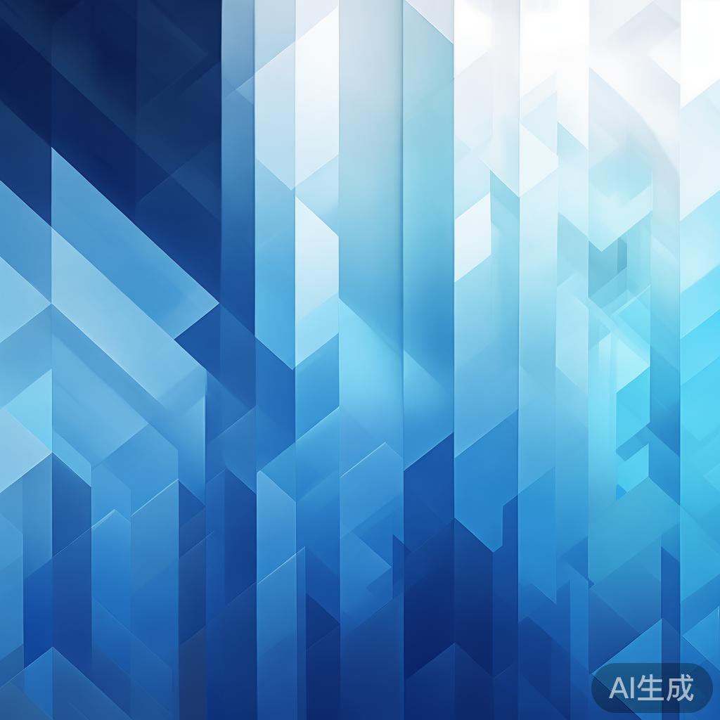 Abstract business concept with geometric shapes, professional blue gradient, clean minimal design, modern corporate illustration, high resolution, 4k