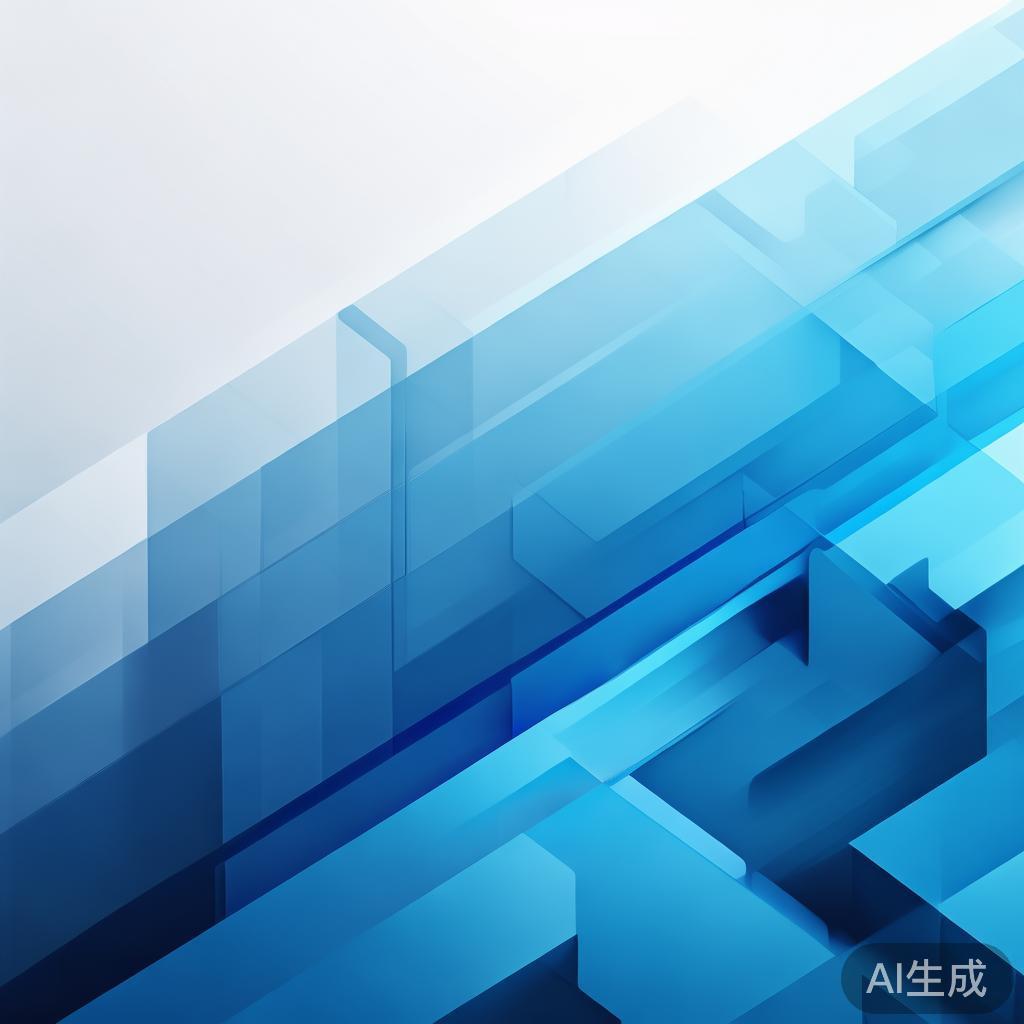 Abstract business concept with geometric shapes, professional blue gradient, clean minimal design, modern corporate illustration, high resolution, 4k