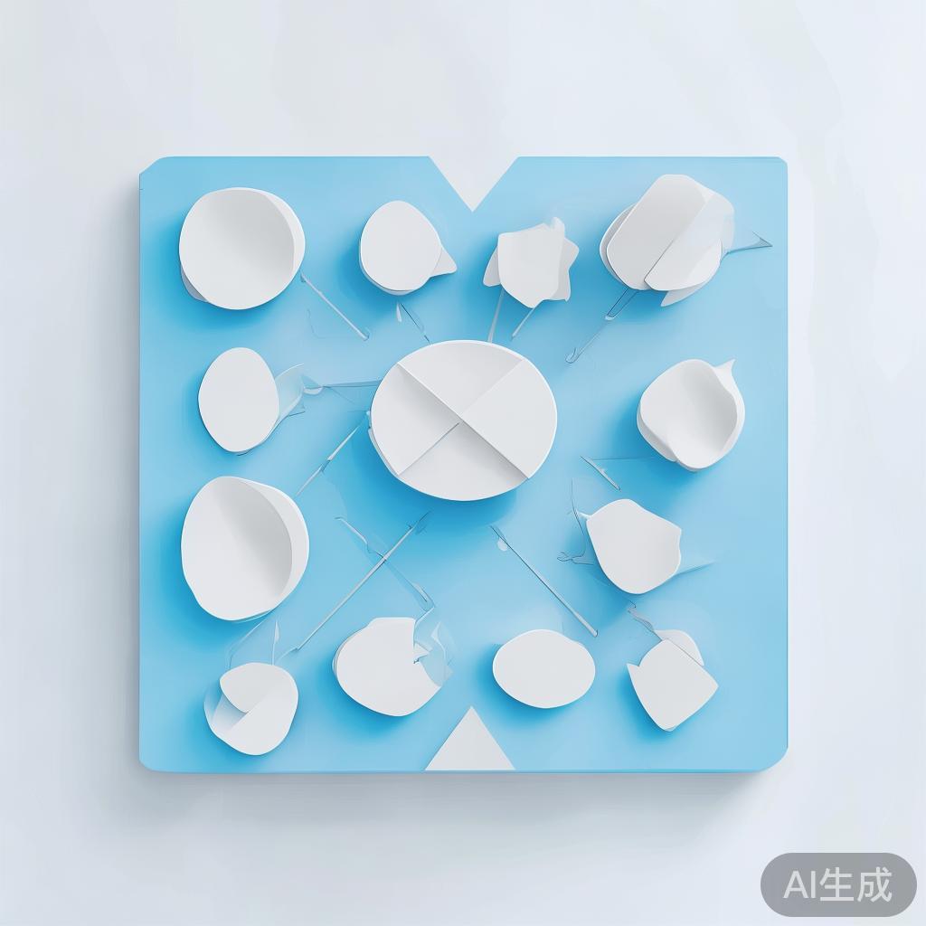 "Simple flowchart illustration with connected circles and arrows, light blue and white color scheme, clean minimal design, business presentation style, infographic element"