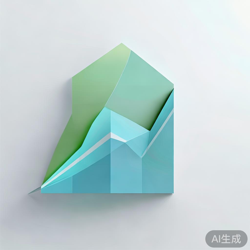 "Upward trending graph with simple geometric elements, green and blue color palette, clean business infographic style, minimal design, growth concept"