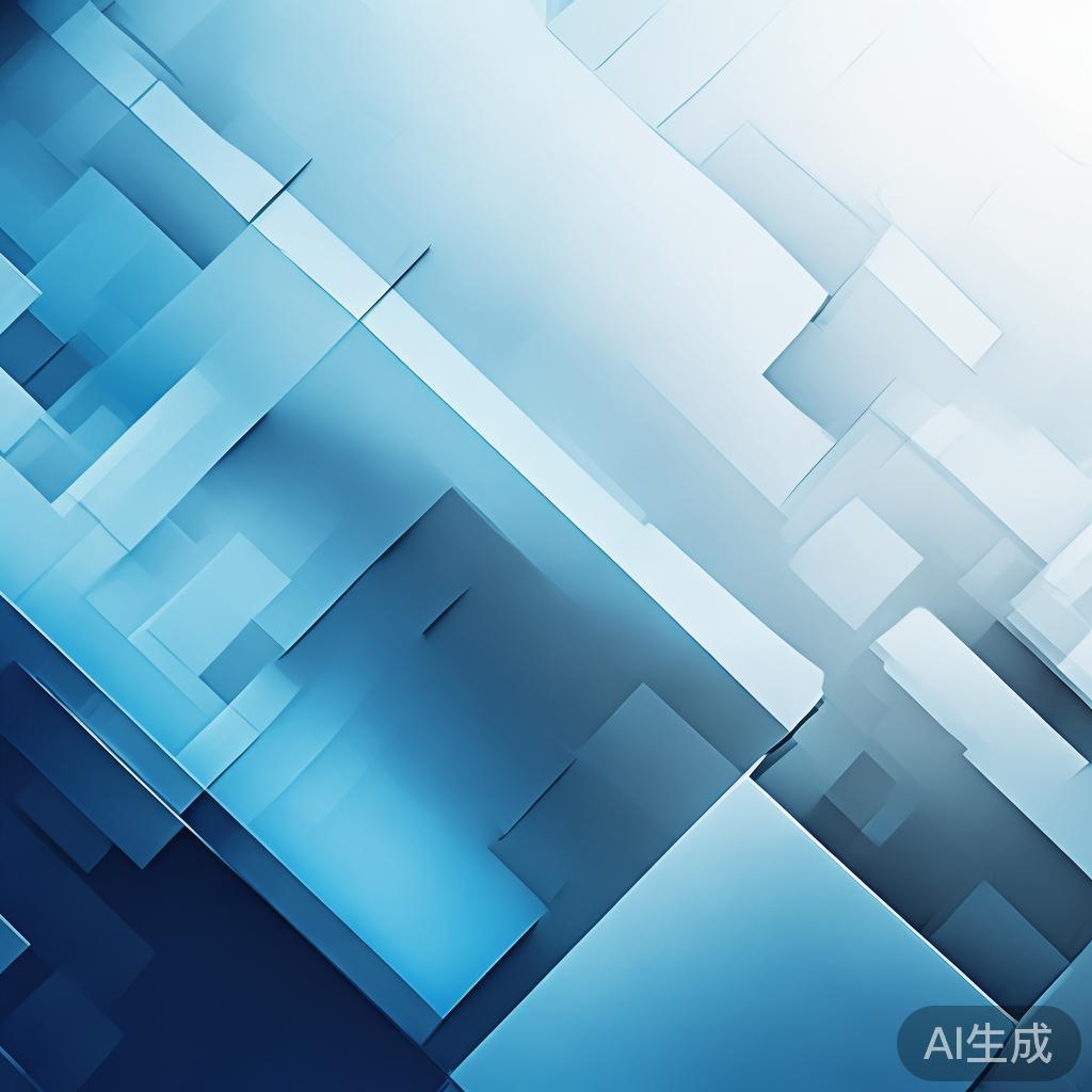 "Abstract business concept with geometric shapes, professional blue gradient, clean minimal design, modern corporate illustration, high resolution, 4k"