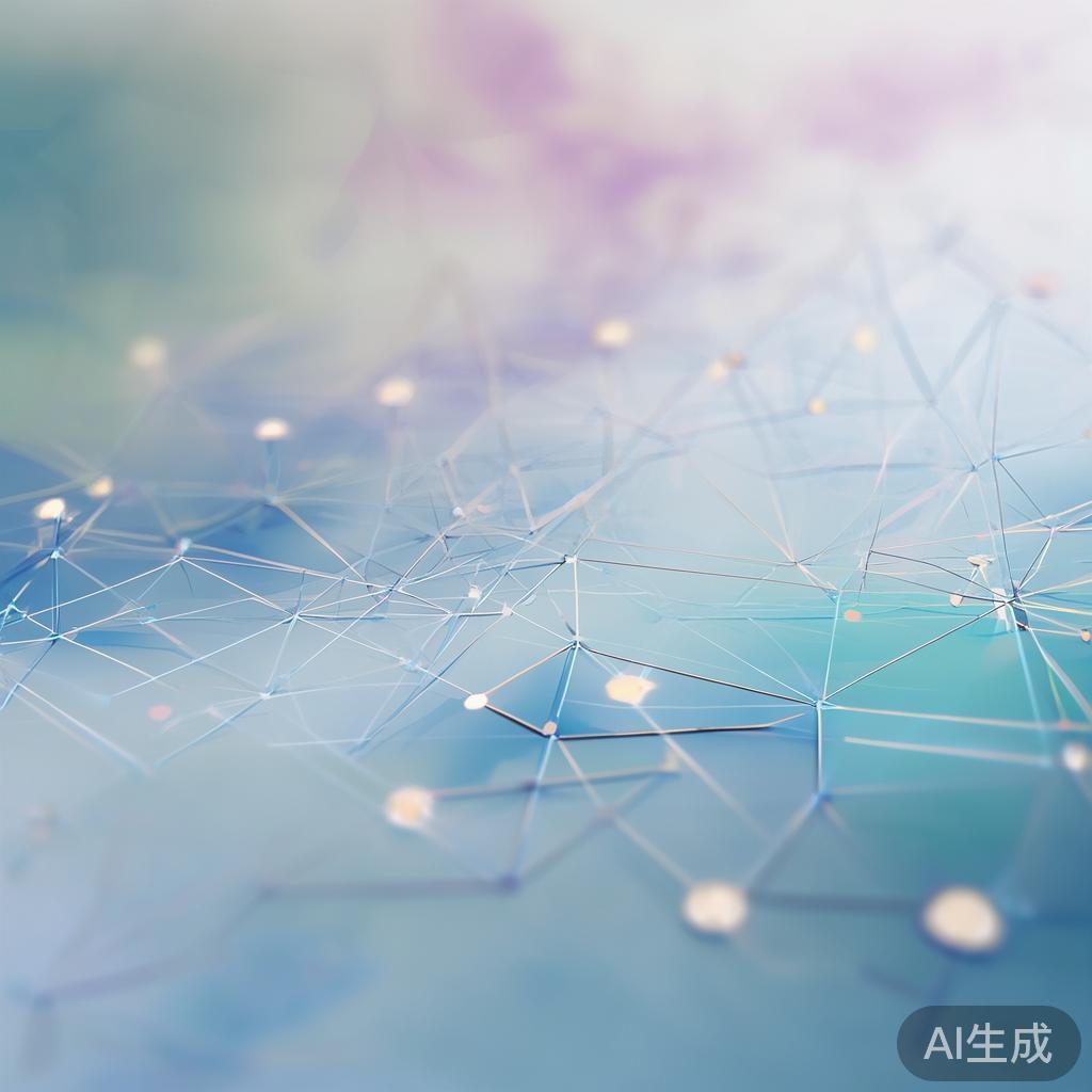 Abstract network nodes connected by lines, soft color scheme, clean minimal illustration, modern digital concept, technology background